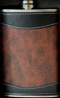 Leather wrapped Stainless Flask - Custom Laser Engraved with your design